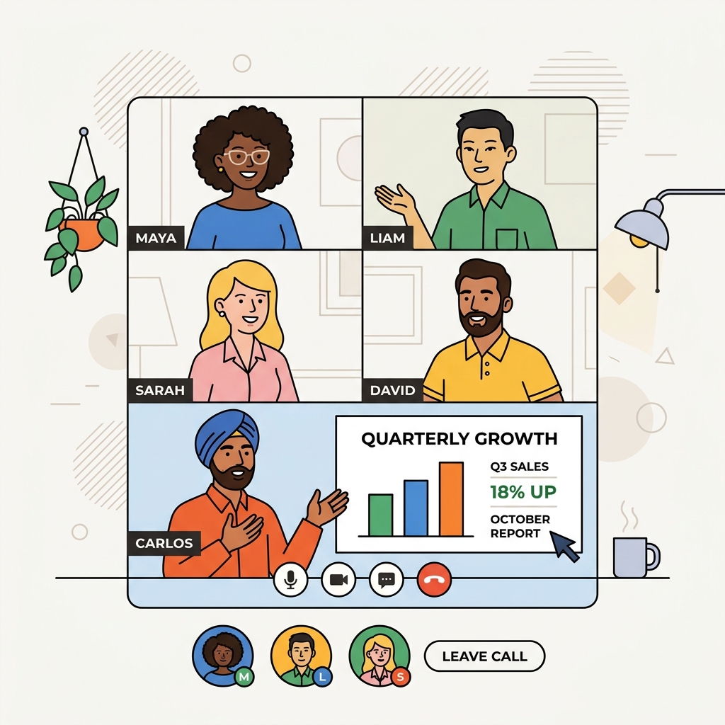 People connecting on a video call